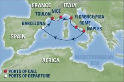 7 días de Crucero Barcelona – Nápoles